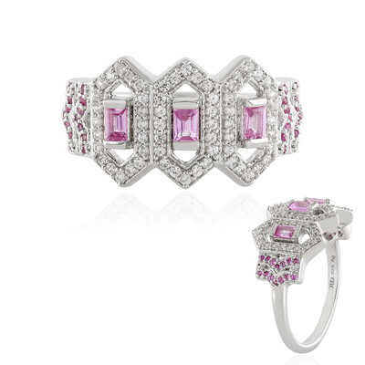 Unheated Ceylon Pink Sapphire Silver Ring