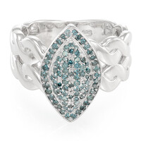 Blue Diamond Silver Ring