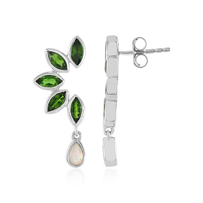 Russian Diopside Silver Earrings