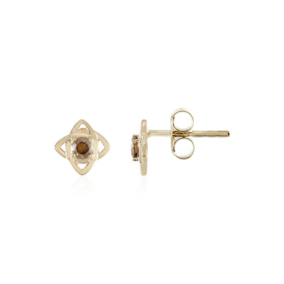 9K I2 Champagne Diamond Gold Earrings