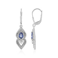 Unheated Ceylon Blue Sapphire Silver Earrings