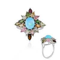 Blue Ethiopian Opal Silver Ring