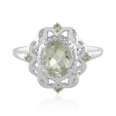 Green Amethyst Silver Ring