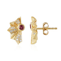 Noble Red Spinel Silver Earrings