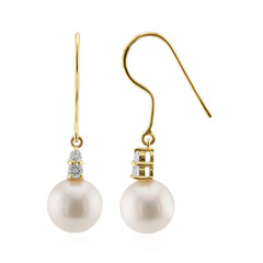 9K White Freshwater Pearl Gold Earrings (TPC)