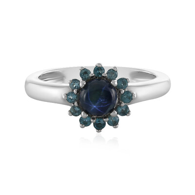 Blue Star Sapphire Silver Ring