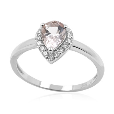 AAA Peach Morganite Platinum Ring