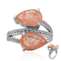 Peach Pastel Quartz Silver Ring