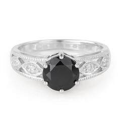 Black Spinel Silver Ring