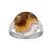 Moss Agate Silver Ring (Bali Barong)