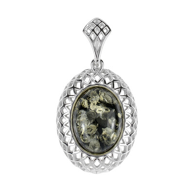 Green Amber Silver Pendant (dagen)