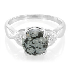 Snowflake Obsidian Silver Ring