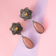 Peach Moonstone Silver Earrings (Annette classic)