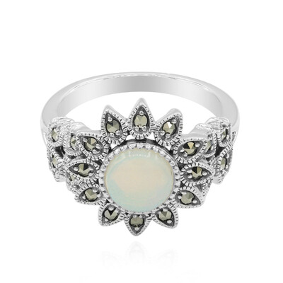 White Opal Silver Ring