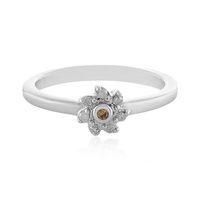 I3 Champagne Diamond Silver Ring