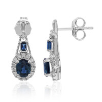 10K Ceylon Blue Sapphire Gold Earrings