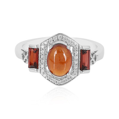 Hessonite Garnet Silver Ring