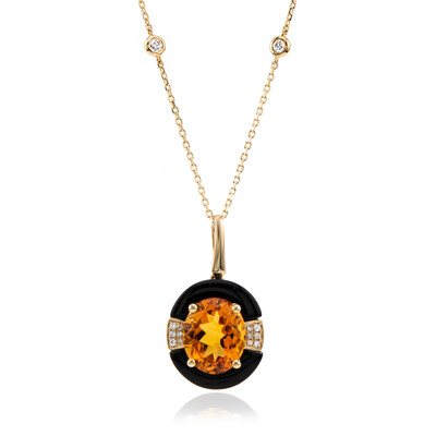 14K Black Onyx Gold Necklace