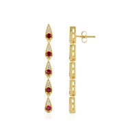 Noble Red Spinel Silver Earrings