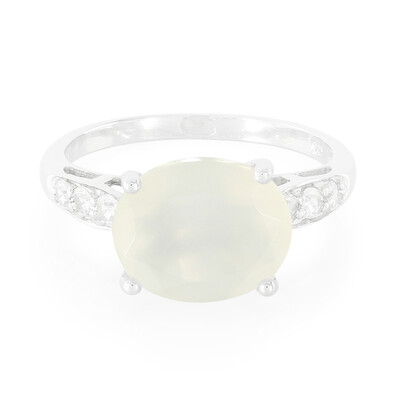 White Moonstone Silver Ring