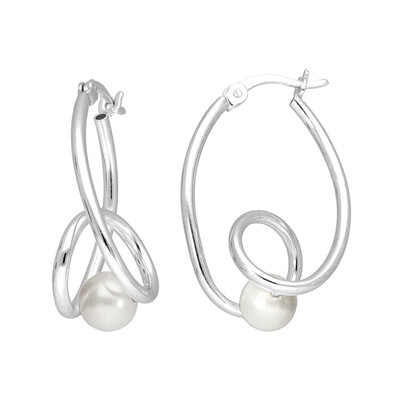 White Freshwater Pearl Silver Earrings