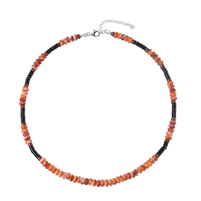 Orange Spiny Oyster Shell Silver Necklace