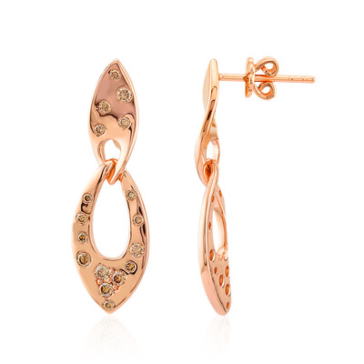 9K SI1 Argyle Rose De France Diamond Gold Earrings (Annette)