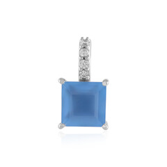 Blue Chalcedony Silver Pendant