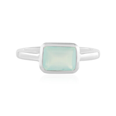 Aqua Chalcedony Silver Ring