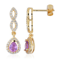 Unheated Ceylon Purple Sapphire Silver Earrings