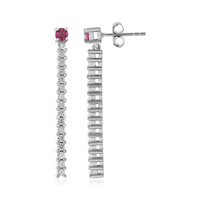 Rubellite Silver Earrings