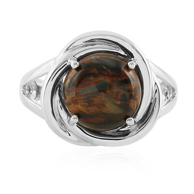 Golden Pietersite Silver Ring