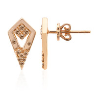 9K SI1 Argyle Rose De France Diamond Gold Earrings