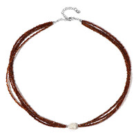 Hessonite Garnet Silver Necklace