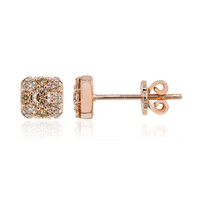 9K SI1 Argyle Rose De France Diamond Gold Earrings