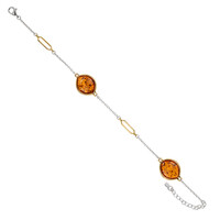 Cognac Baltic Amber Silver Bracelet