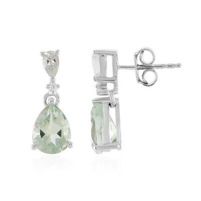 Green Amethyst Silver Earrings