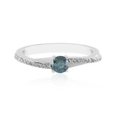 9K I2 Blue Diamond Gold Ring