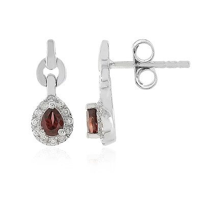 Raspberry Zircon Silver Earrings