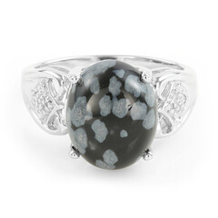 Snowflake Obsidian Silver Ring