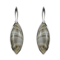 Holy Cross Flint Stone Silver Earrings