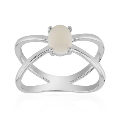 White Opal Silver Ring