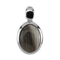 Holy Cross Flint Stone Silver Pendant