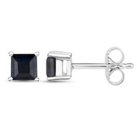 Black Sapphire Silver Earrings