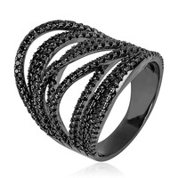 Black Spinel Silver Ring