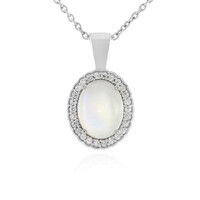 Tanzanian Rainbow Moonstone Silver Necklace