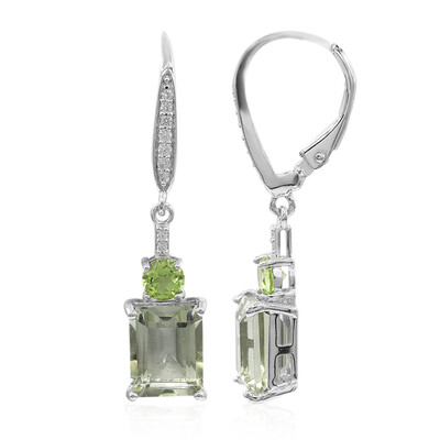 Green Amethyst Silver Earrings