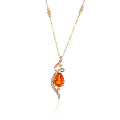 14K Mexican Fire Opal Gold Necklace (CIRARI)