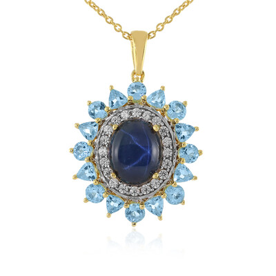 Blue Star Sapphire Silver Necklace