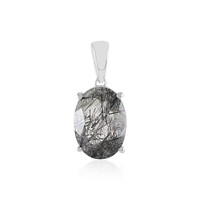 Black Rutile Quartz Silver Pendant